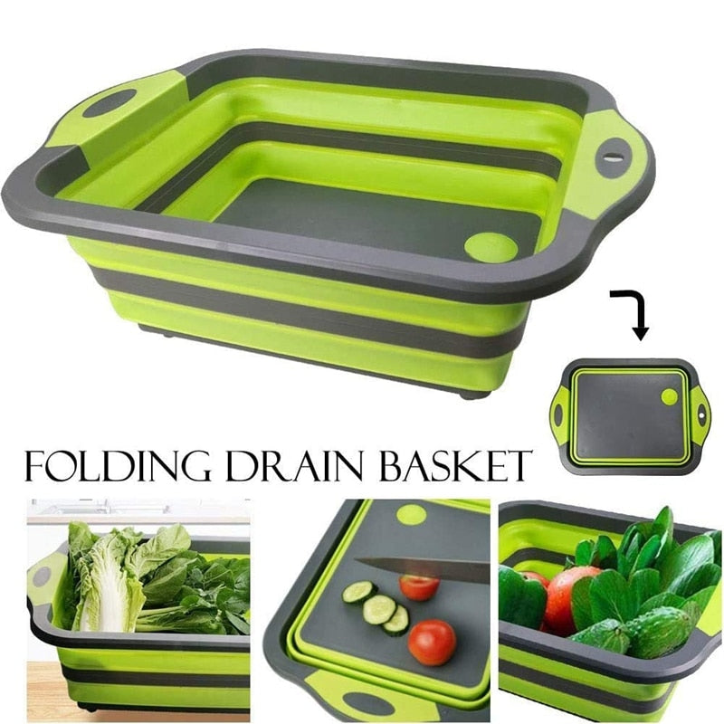 Folding Drain Basket/Cutting board  for Camping, Picnic, BBQ, Kitchen
