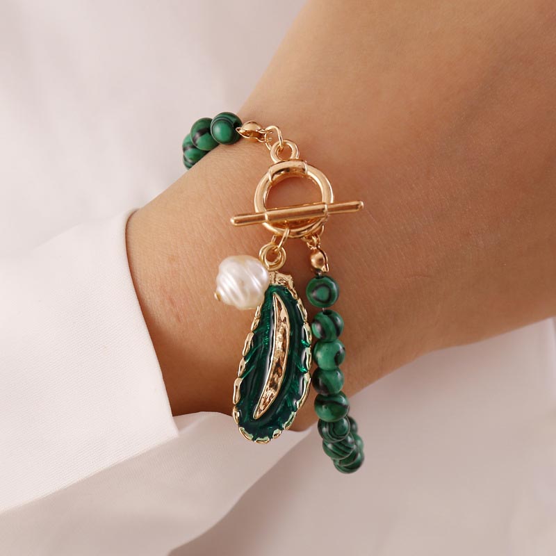 Spirit of Nature Malachite Pearl Necklace and Bracelet